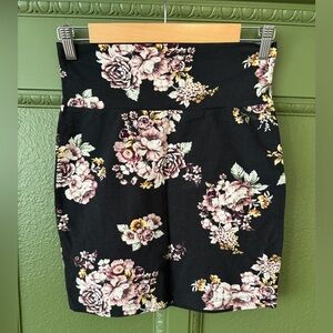 Charlotte Russe Black Floral High Waist Skirt